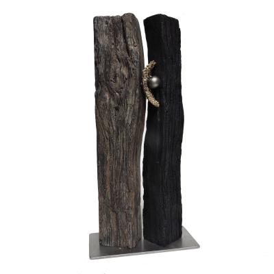Bois Laiton Métal - Hauteur 38 cm   largeur 15 cm  profondeur 8 cm